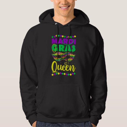 Veste À Capuche Mardi Gras Queen Crown Chemise, Enfants Filles Adu (Devant)