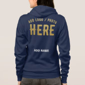 VESTE À CAPUCHE MARQUE VERIFIEE BLEU NAVY MODERNE ET CHIC (Dos)