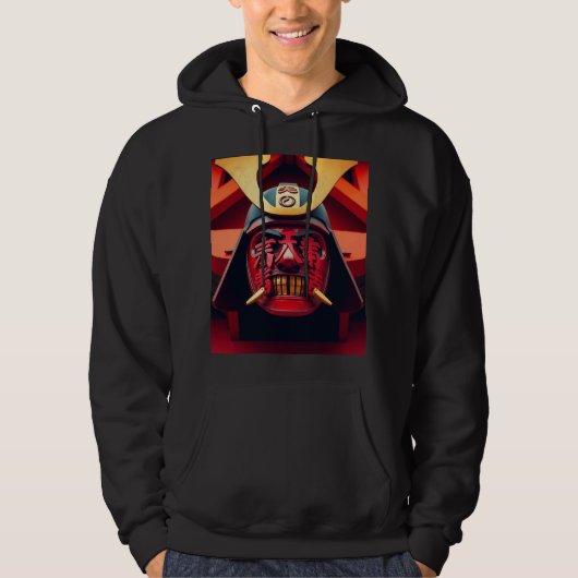 Veste À Capuche Masque de samouraï anime rouge (Devant)