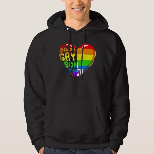 Veste À Capuche Meilleur Fils Gay jamais Rainbow Coeur Drapeau Fiè (Devant)