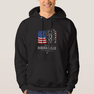 Veste À Capuche Mère de Border Collie fière Drapeau américain Patr
