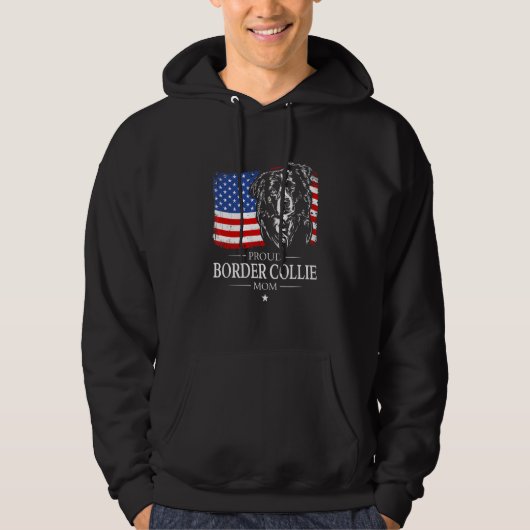 Veste À Capuche Mère de Border Collie fière Drapeau américain Patr (Devant)