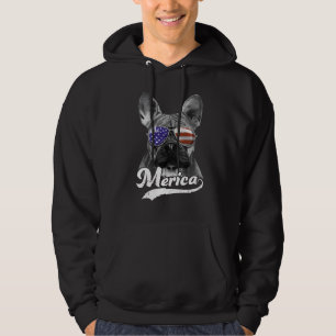 Veste À Capuche Merica French Buldog Usa Drapeau américain lunette