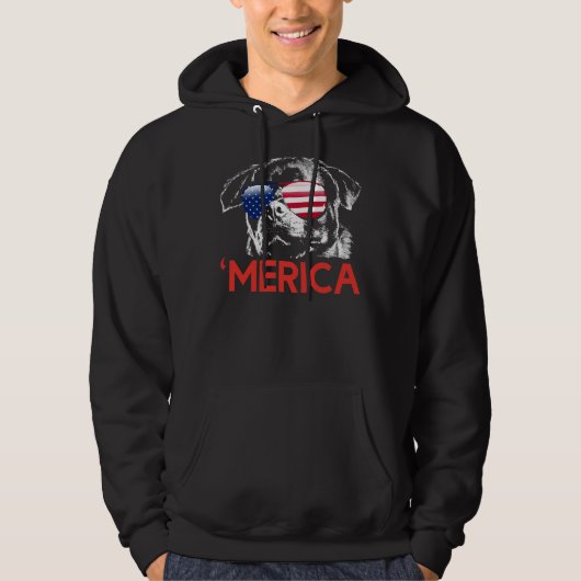 Veste À Capuche Merica Rottweiler Drapeau Américain 4e de (Devant)