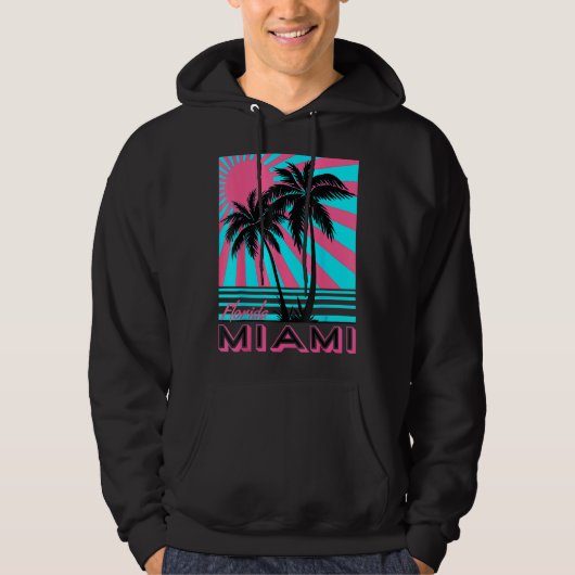 Veste À Capuche Miami Beach Floride Miami Palm Trees (Devant)