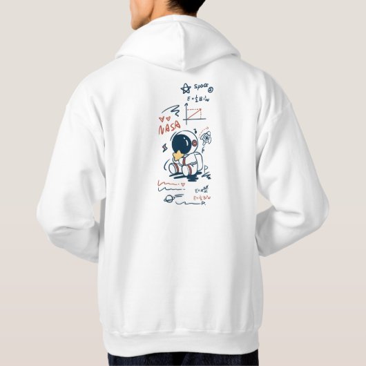 Veste À Capuche Mignon Astronaute Espace Dessin Animé Dos Imprimé (Dos)