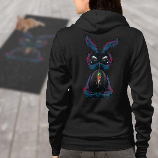 Veste À Capuche Mignonne lapin aux yeux de lumière dans Yoga Pose 