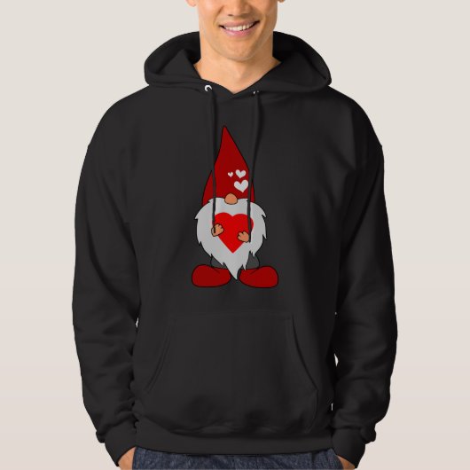 Veste À Capuche Mignonne Valentines Jour Gnome Avec L'Amour Rouge  (Devant)