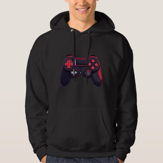 Veste À Capuche Minimal Red Black Game Controller Icon (Devant)