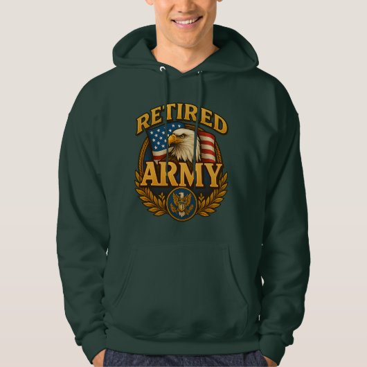 Veste À Capuche Modèle ARMY Retraité avec drapeau et aigle (Devant)