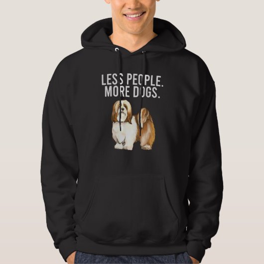 Veste À Capuche Moins de gens Plus de chiens Lhasa Apsos Introvert (Devant)