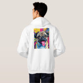 Veste À Capuche Moletom com desenho de pug em pop art 01 (Dos entier)
