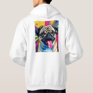 Veste À Capuche Moletom com desenho de pug em pop art 01