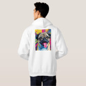 Veste À Capuche Moletom com desenho de pug em pop art 01 (Dos entier)