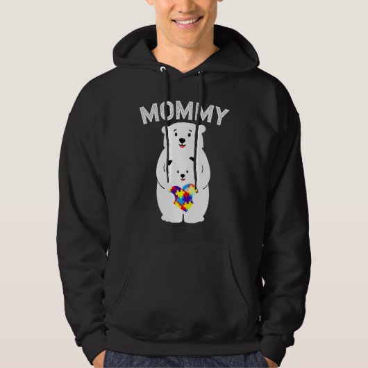 Veste À Capuche Mommy Bear Sensibilisation sur l'autisme Puzzle He (Devant)