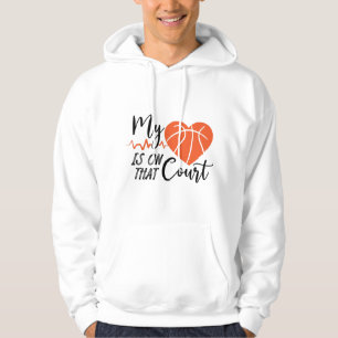 Veste À Capuche Mon Coeur Est Sur Cette Cour Idée Cadeau Basketba