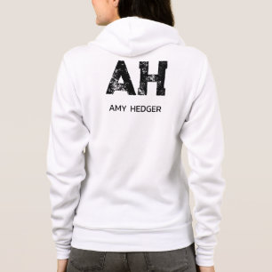 VESTE À CAPUCHE MONOGRAMME DE NOM À DEUX LETTRES NOIR MINIMALISTE