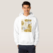Veste À Capuche Monstera Feuilles : Blanc doré (Devant entier)