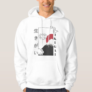 Veste À Capuche mont fuji rétro kanji japonais