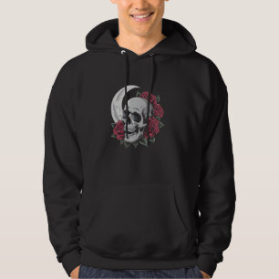 Veste À Capuche Moon Rose Crâne Gothique Illustration Emo Death Me