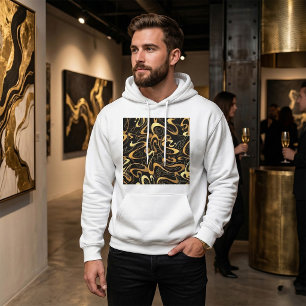 Veste À Capuche Motif Abstrait Tourbillonnant Doré