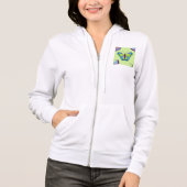 Veste À Capuche Motif papillon patchwork sur fond vert (Devant)