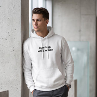 Veste À Capuche Motivation Minimaliste Blanche "Moins de Paroles P