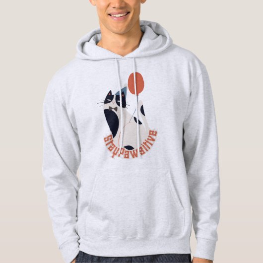 Veste À Capuche Motivational Cat Pun Stay Pawsitive Gift Hoodie (Devant)