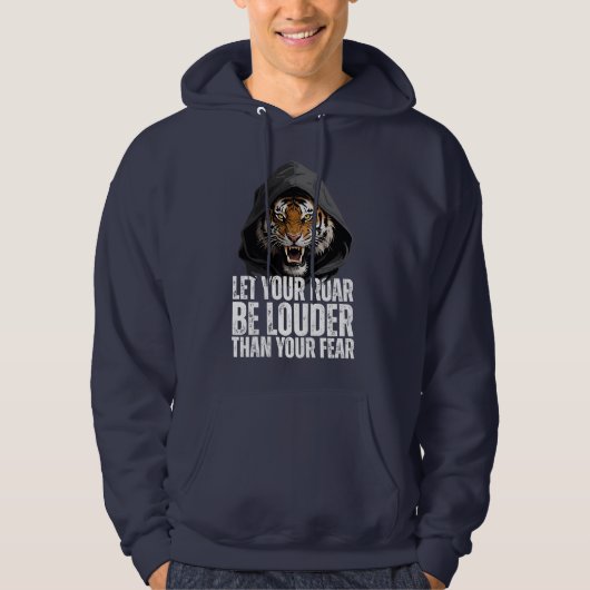 Veste À Capuche Motivational Roaring Tiger Courage Quote (Devant)