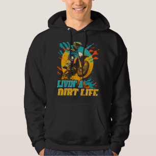 Veste À Capuche Motocross Living a Dirt Life Funny Dirt Bike Rider
