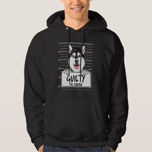 Veste À Capuche Mugshot de Malamute d'Alaska Chien Coupable (Devant)
