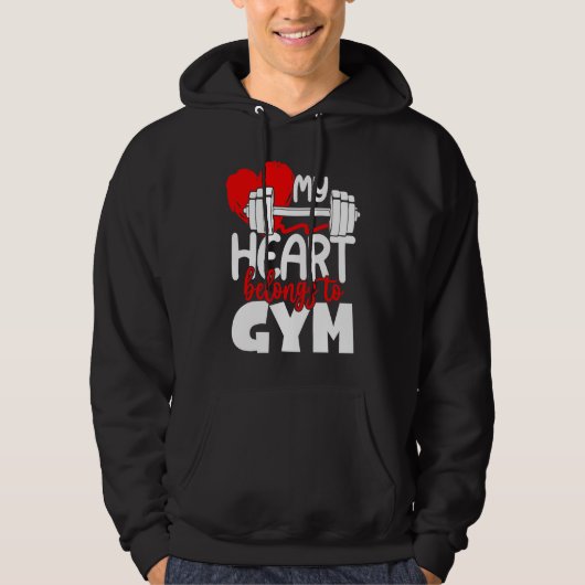 Veste À Capuche My Heart Belongs To Gym  Valentines Day Workout (Devant)