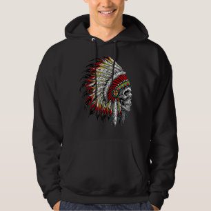 Veste À Capuche Native American Indian Chief Skull Motorcycle Head