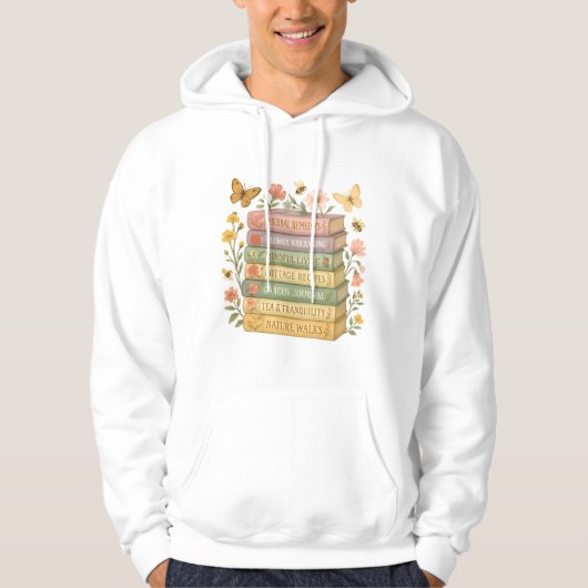 Veste À Capuche Nature et livre Lover Botanique Stack (Devant)