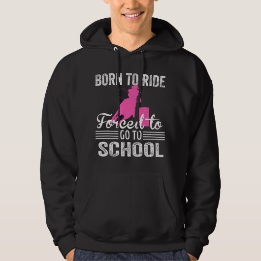 Veste À Capuche Née Cheval de selle forcé d'aller à l'école Funny (Devant)