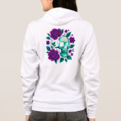 Veste À Capuche Neon Bloom – Crâne dans les Roses (Dos)