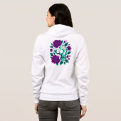 Veste À Capuche Neon Bloom – Crâne dans les Roses (Dos entier)