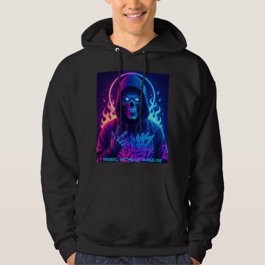 Veste À Capuche NEON SOUL Cyberpunk Skeleton Graffiti Hoodie (Devant)