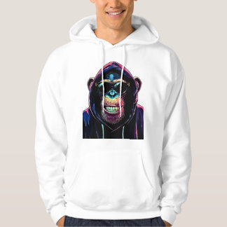 Veste À Capuche Neon Vibe – Stylish Chimpanzee in Hoodie and Sungl