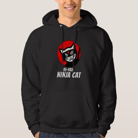Veste À Capuche Ninja Chat Distressed Tee Pour Chat Meow Katana Ca (Devant)