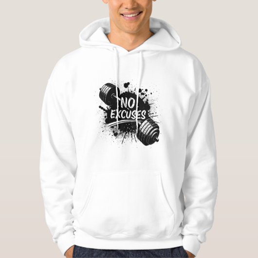Veste À Capuche No Excuses Hoodie – Bold Motivational Typography (Devant)