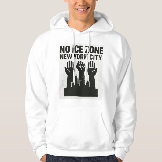 Veste À Capuche No ICE Zone Hoodie – Raised Fists Over NYC Skyline (Devant)