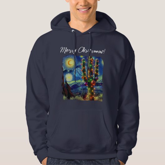 Veste À Capuche Noël dans le désert Sud-Ouest Saguaro Cactus (Devant)