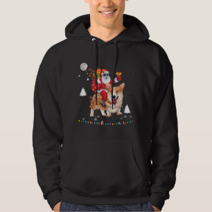 Veste À Capuche Noël Santa Claus équitation Corgi Chien illuminer
