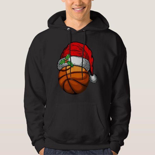 Veste À Capuche Noël Santa Hat Basketball Sport Drôle Cadeau (Devant)