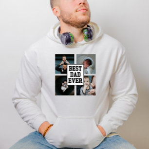 Veste À Capuche Noir Blanc Meilleur Papa Jamais Photo Personnalisé