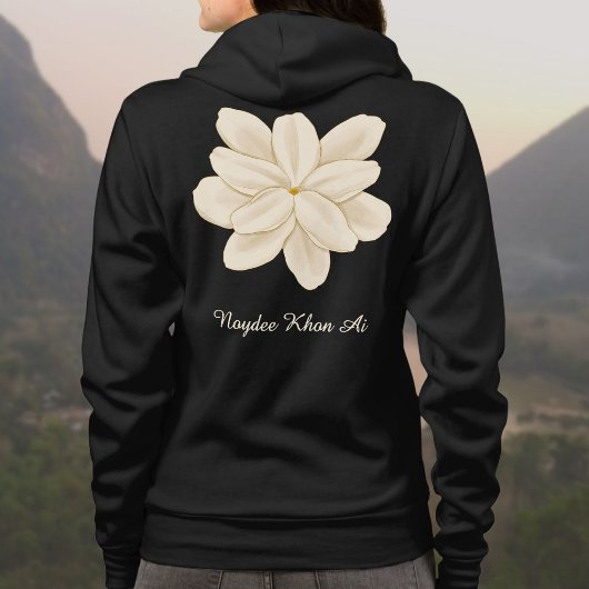 Veste À Capuche Nom de fleur blanche de jasmin avant et arrière