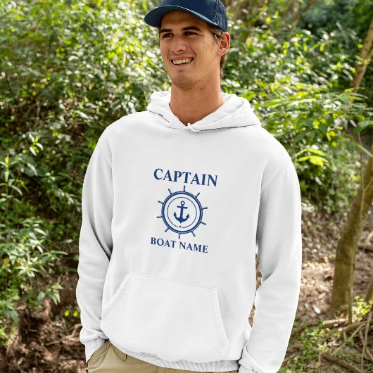 Veste À Capuche Nom du bateau capitaine Ancre corde Helm Nautical