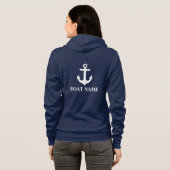 Veste À Capuche Nom du bateau nautique Ancre Bleu W (Dos entier)