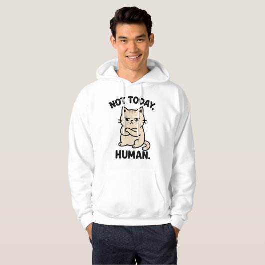 Veste À Capuche Not Today Human – Funny Grumpy Cat T-Shirt Design (Devant entier)